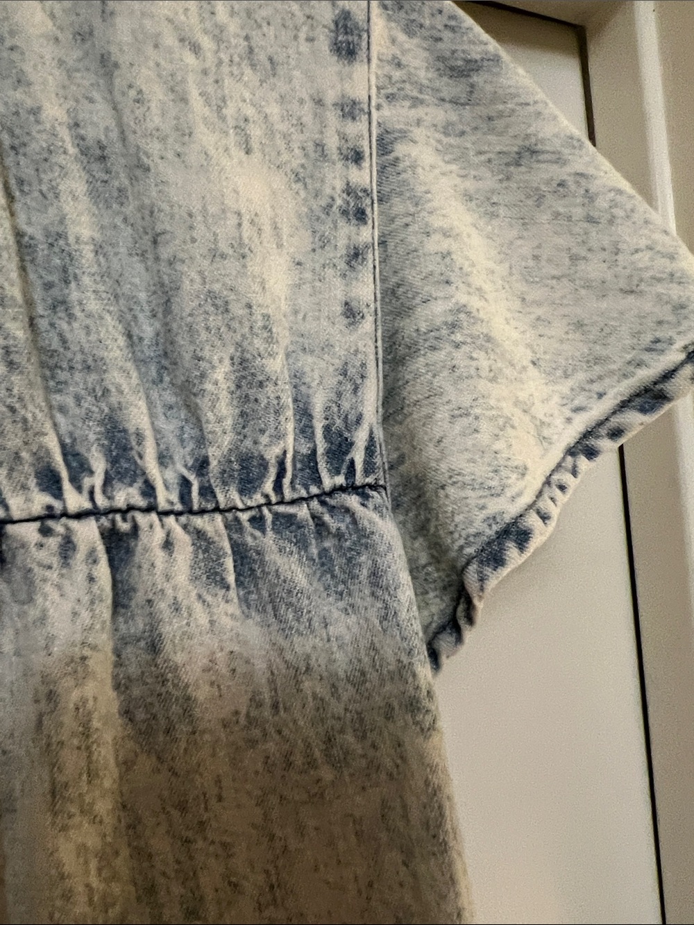 Rails Light Blue Washed Button-Front Ruffle Neck Top - Picture 3 of 5